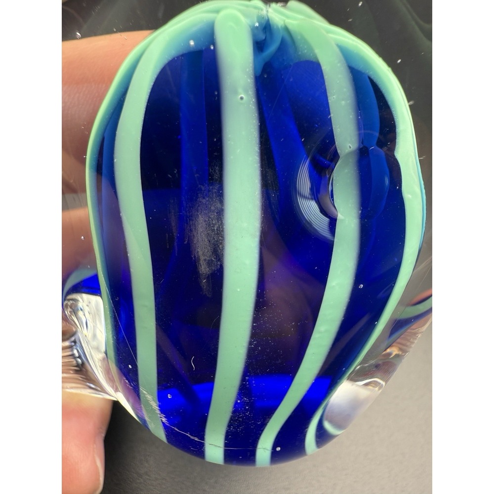 Murano Style Art Glass Angel Fish Blue/Teal Paperweight Hand Blown 4.5"Long - Picture 6 of 10